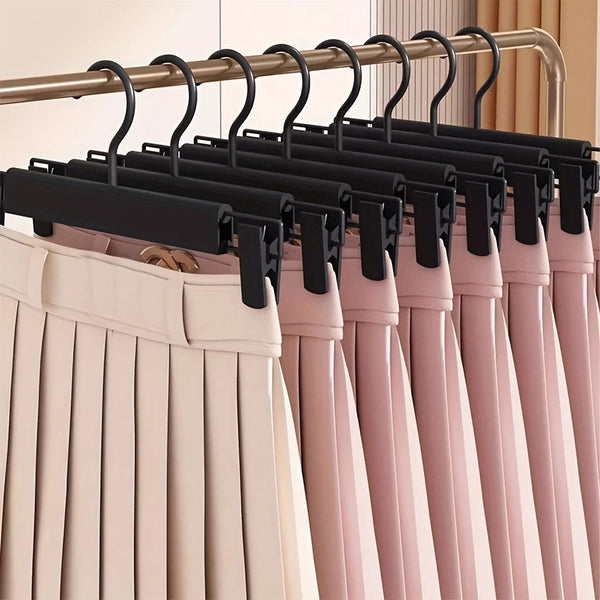 10Pcs Super Anti Slip Pants Hangers With Clips Thickened Plastic Dual Use Skirt/Pants Seamless Mark Home Drying Racks Wardrobe Organizer Essential. Cl