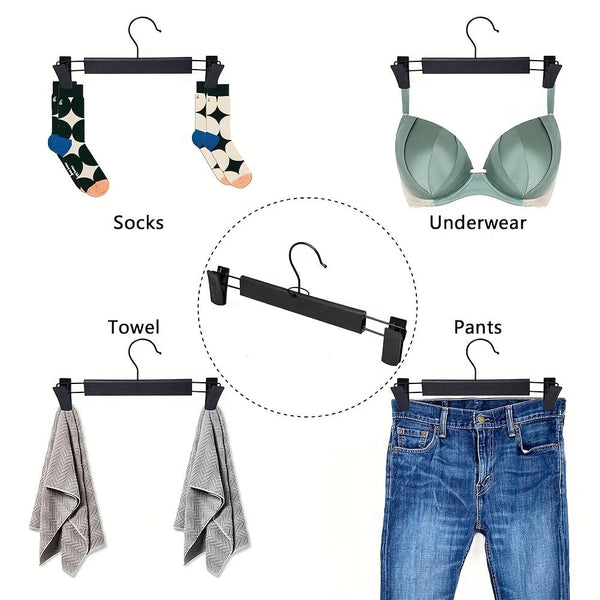 10Pcs Super Anti Slip Pants Hangers With Clips Thickened Plastic Dual Use Skirt/Pants Seamless Mark Home Drying Racks Wardrobe Organizer Essential. Cl