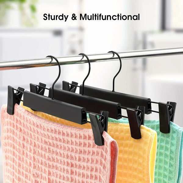 20Pcs Super Anti Slip Pants Hangers With Clips Thickened Plastic Dual Use Skirt/Pants Seamless Mark Home Drying Racks Wardrobe Organizer Essential. Cl
