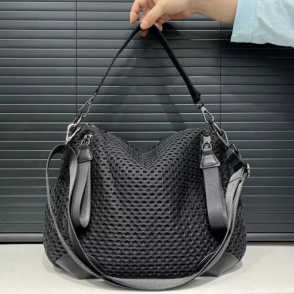 Womens Fashionable Mesh Paneled Crossbody Bag Large Capacity Lightweight Travel Vacation Sports Women's Bags & Handbags