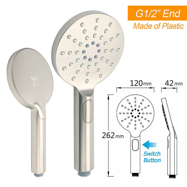 Brushed Nickel 2In1 Round 12" Stainless Steel Rainfall Head Shower Handheld Sliding Rail Arm Set Shower Heads & Combos