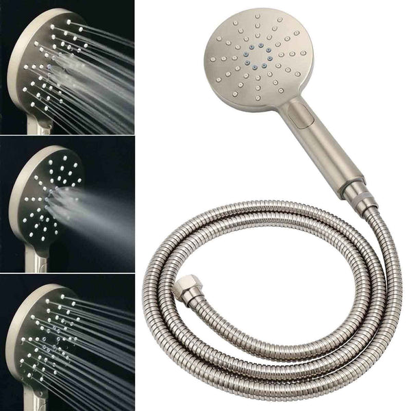 Brushed Nickel Round 12" Rainfall Head Shower Handheld Sliding Rail Arm Mixer 2In1 Set Shower Heads & Combos