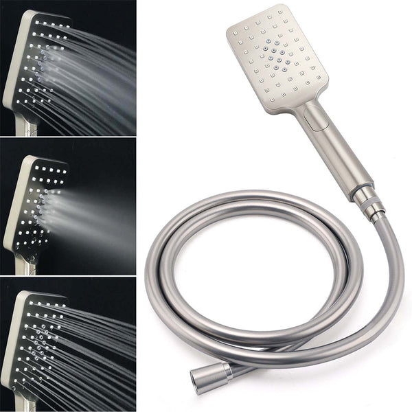 Wels Brushed Nickel 12" Rain Head Shower Square 3 Modes Handheld Sliding Rail Arm Mixer Dual Set Shower Heads & Combos