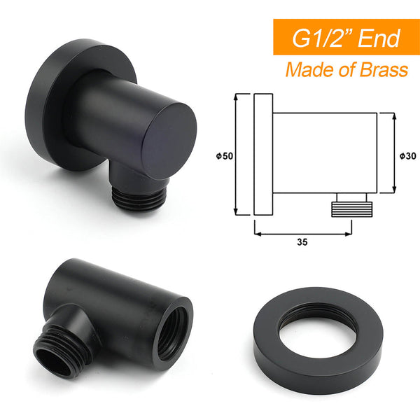 Wels Matt Black Twin Round 12" Shower Head Set Metal Handheld Flexible Rail Wall Arm Mixer Shower Heads & Combos