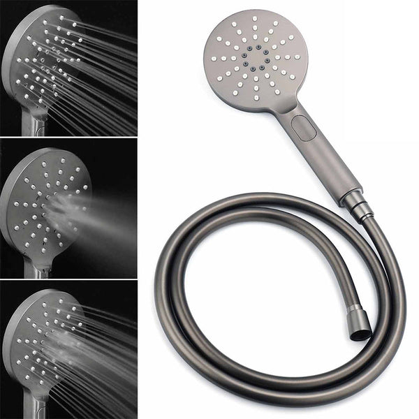 Wels Gun Metal Dual Round Shower Head 10" Rain 3 Mode Handheld Sliding Rail Diverter Set Shower Heads & Combos