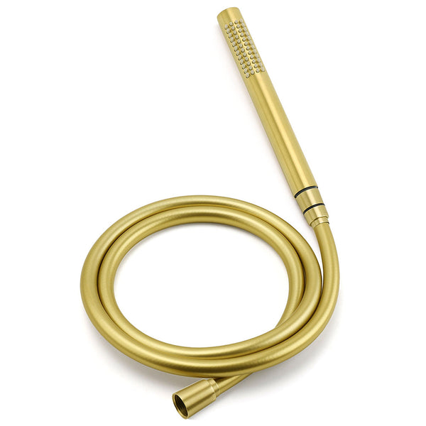 Brushed Gold 12" Large Shower Head One Spray Mode Handheld Rose Sliding Rail Arm Round Mixer Set Shower Heads & Combos
