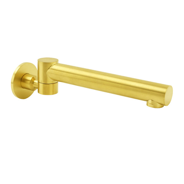 Brushed Gold Round Basin Wall Mounted Faucet Outlet Swivel Bathtub Stainless Steel Spout Bath Taps