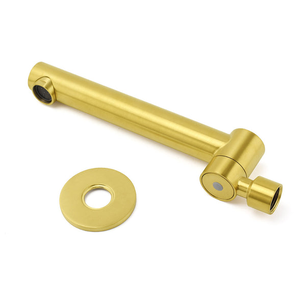 Brushed Gold Round Basin Wall Mounted Faucet Outlet Swivel Bathtub Stainless Steel Spout Bath Taps