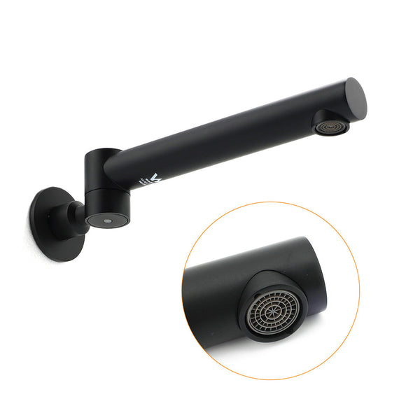 Matt Black Round Basin Wall Mounted Spout Faucet Outlet 180A Swivel Tap Watermark Bath Taps