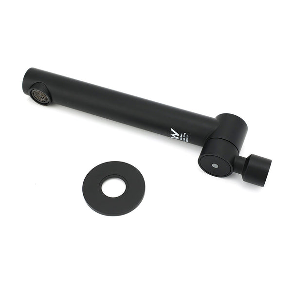 Matt Black Round Basin Wall Mounted Spout Faucet Outlet 180A Swivel Tap Watermark Bath Taps
