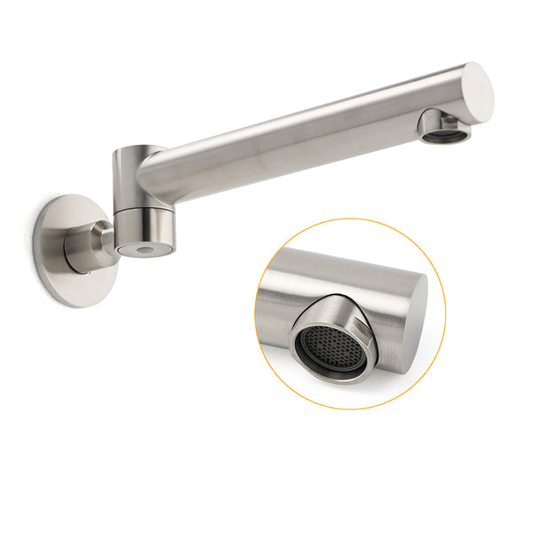 Brushed Nickel Round Basin Wall Mounted Faucet Outlet 180 Swivel Vanity Bathtub Spout Bath Taps