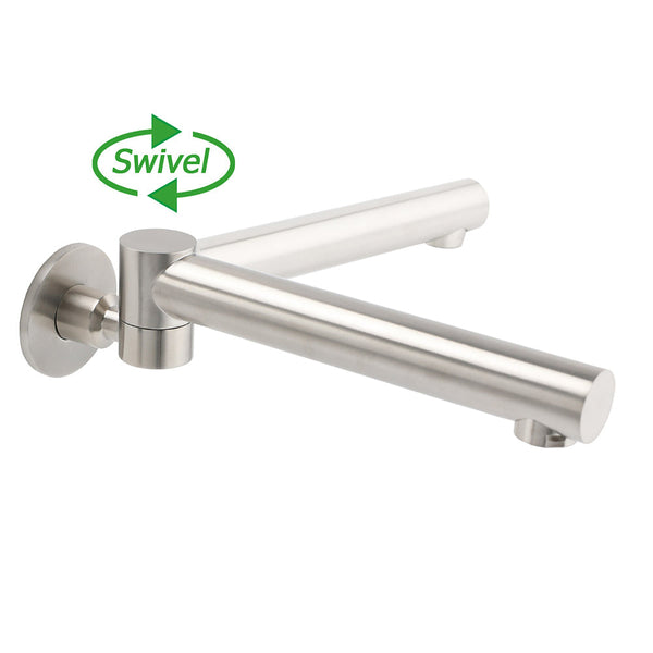 Brushed Nickel Round Basin Wall Mounted Faucet Outlet 180 Swivel Vanity Bathtub Spout Bath Taps