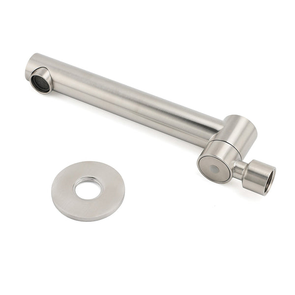 Brushed Nickel Round Basin Wall Mounted Faucet Outlet 180 Swivel Vanity Bathtub Spout Bath Taps