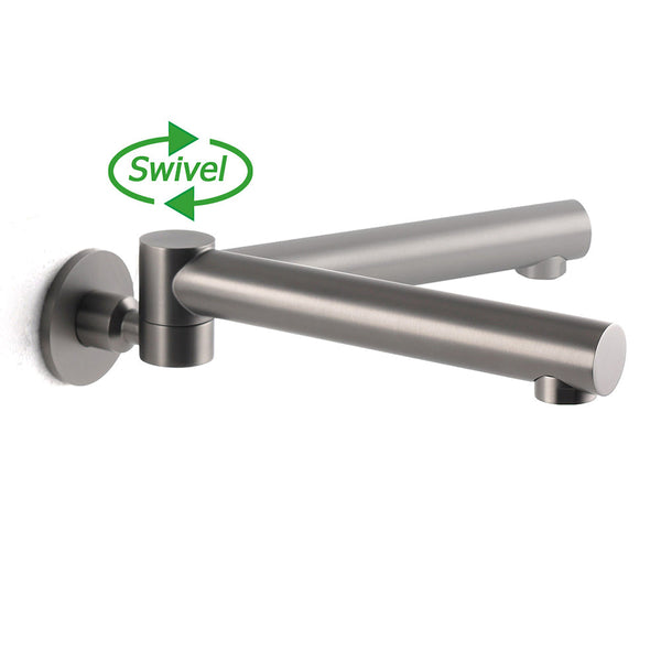 Gun Metal Round Wall Mounted 180 Swivel Bathtub Faucet Water Outlet Vanity Spout Bath Taps