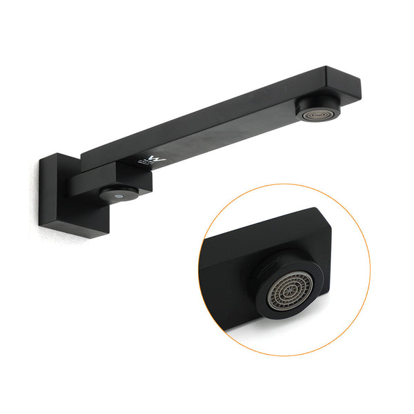 Matte Black Square Bathtub Faucet 180A Swivel Water Spout Outlet Basin Watermark Bath Taps