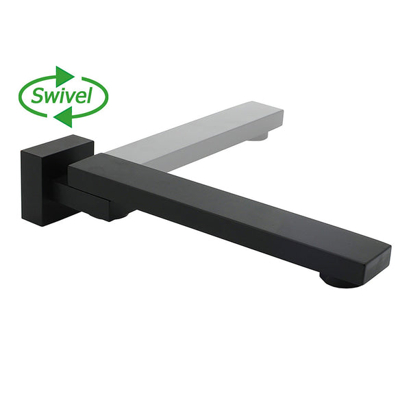 Matte Black Square Bathtub Faucet 180A Swivel Water Spout Outlet Basin Watermark Bath Taps