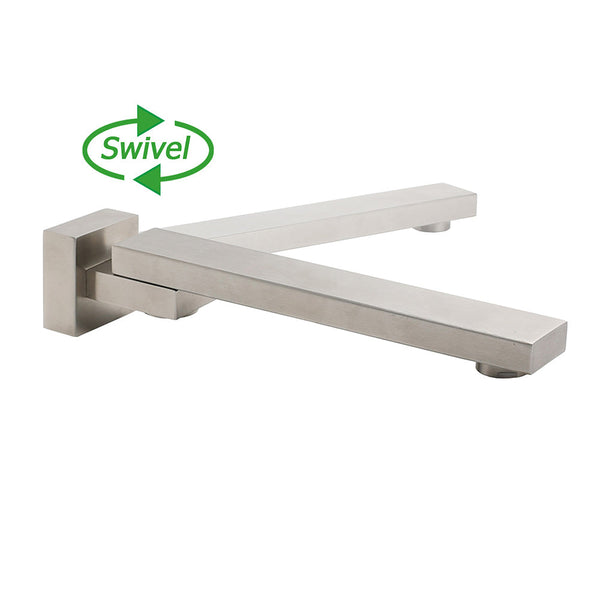Brushed Nickel Square Stainless Steel Swivel Spout Bathtub Bubble Faucet Outlet Bath Taps
