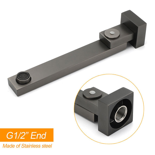 Gun Metal Square Stainless Steel 180 Swivel Bathtub Faucet Water Outlet Spout Bath Taps