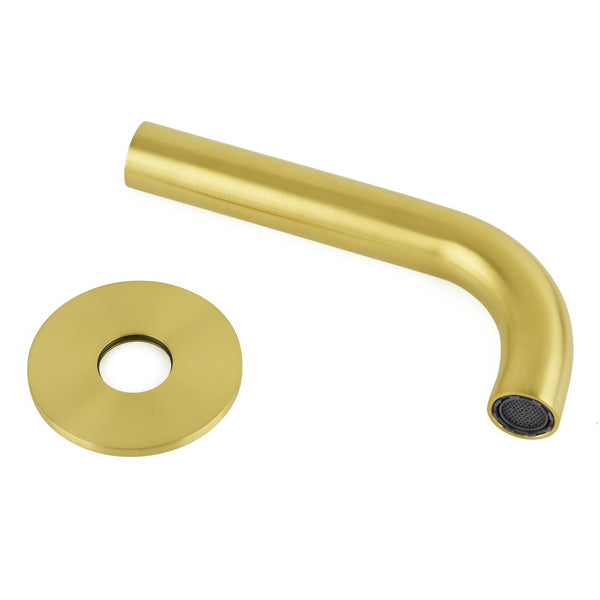Brushed Gold 150Mm Round Curve Faucet Outlet Bathroom Tub Water Filler Spout Set Bath Taps