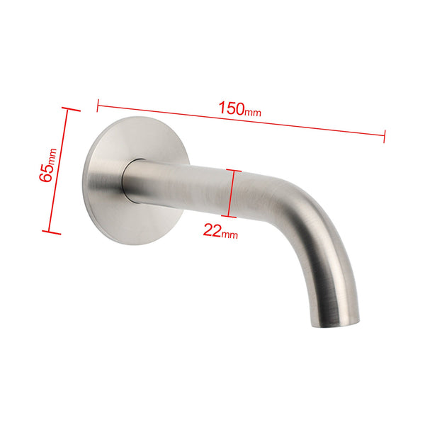 Brushed Nickel 150Mm Round Curve Faucet Water Outlet Swivel Bathtub Filler Spout Bath Taps