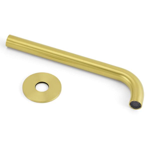 Brushed Gold Round 250Mm Spout For Bathroom Tub Wall Mounted Water Filler Outlet Bath Taps
