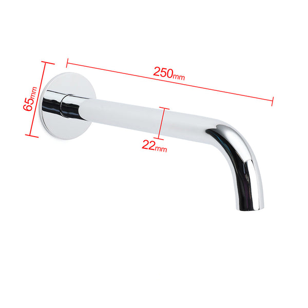 Polisehd Chrome Round 250Mm Long Water Filler Spout Bath Tub Wall Mounted Outlet Bath Taps