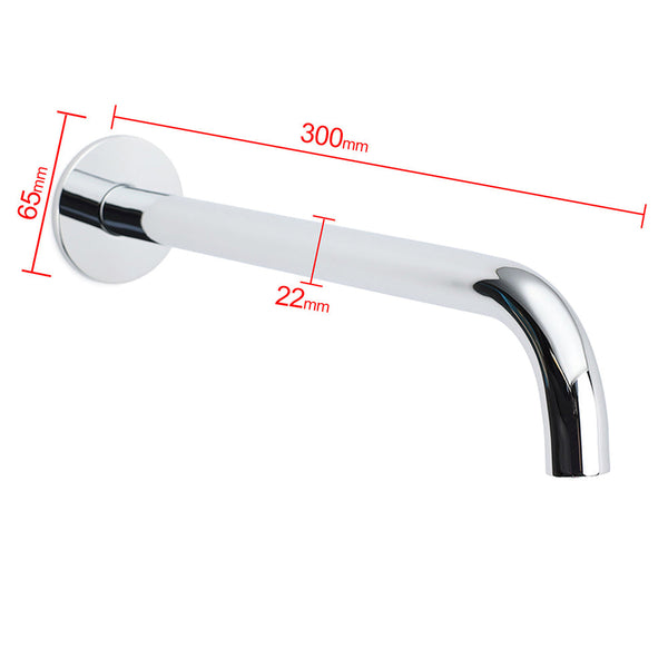 300Mm Extra Long Wall Mounted Chrome Round Extention Bathtub Filler Spout Outlet Bath Taps