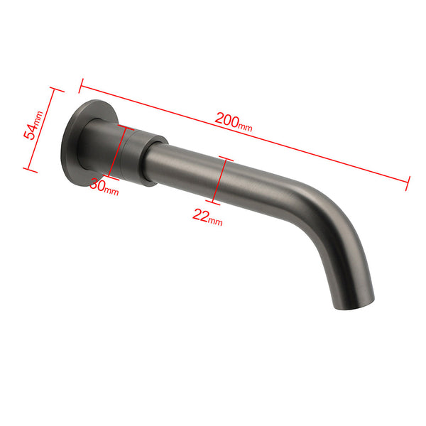 Gun Metal Grey Round Bathtub Spout Basin Curve Faucet Bubble Water Outlet 304Sus Bath Taps