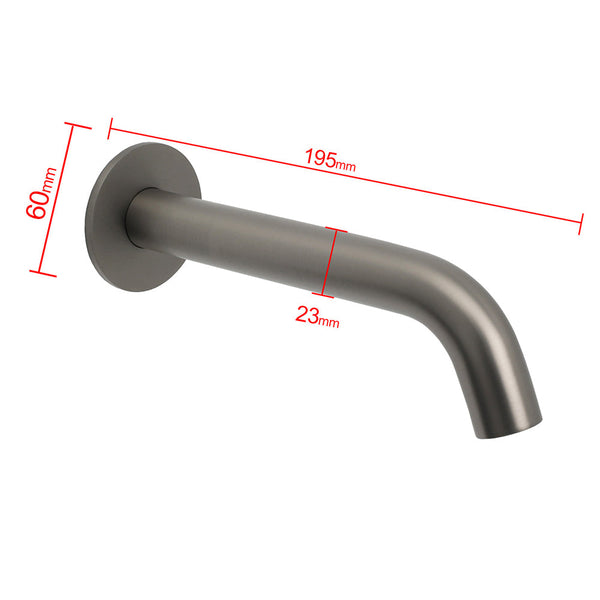 Gun Metal Grey Round Bathtub Spout Basin Curve Faucet Bubble Wall Mounted Outlet Bath Taps