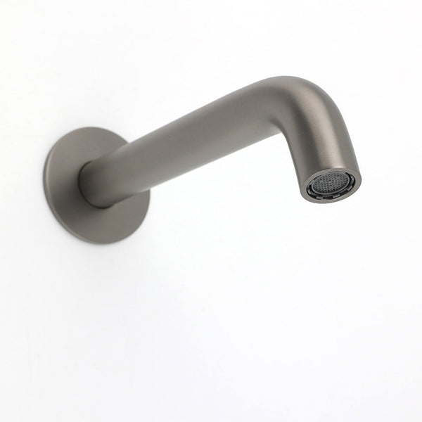 Gun Metal Grey Round Bathtub Spout Basin Curve Faucet Bubble Wall Mounted Outlet Bath Taps