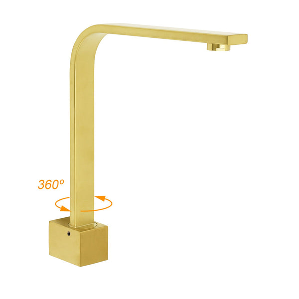Brushed Gold Square Bathroom Spout Gooseneck Arm Bathtub Filler Tap Water Outlet Bath Taps
