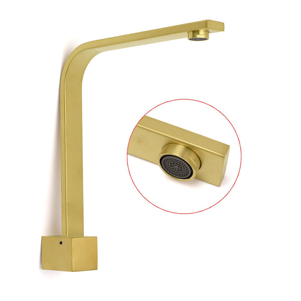 Brushed Gold Square Bathroom Spout Gooseneck Arm Bathtub Filler Tap Water Outlet Bath Taps