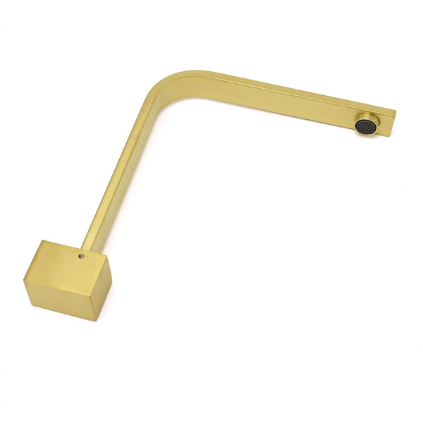 Brushed Gold Square Bathroom Spout Gooseneck Arm Bathtub Filler Tap Water Outlet Bath Taps