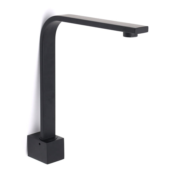 Black Gooseneck Arm High Rise Wall Mounted Bathtub Square Spout Water Outlet Bath Taps