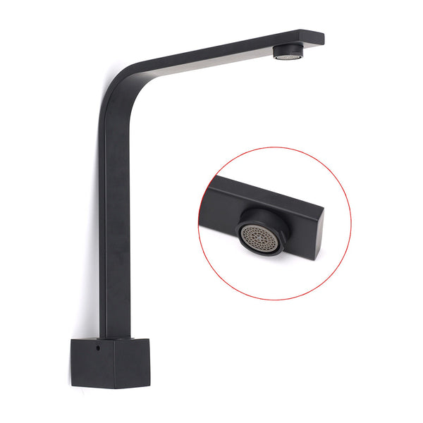 Black Gooseneck Arm High Rise Wall Mounted Bathtub Square Spout Water Outlet Bath Taps