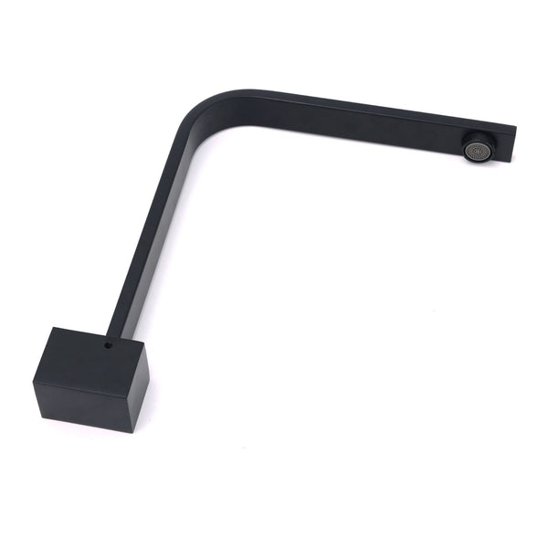 Black Gooseneck Arm High Rise Wall Mounted Bathtub Square Spout Water Outlet Bath Taps