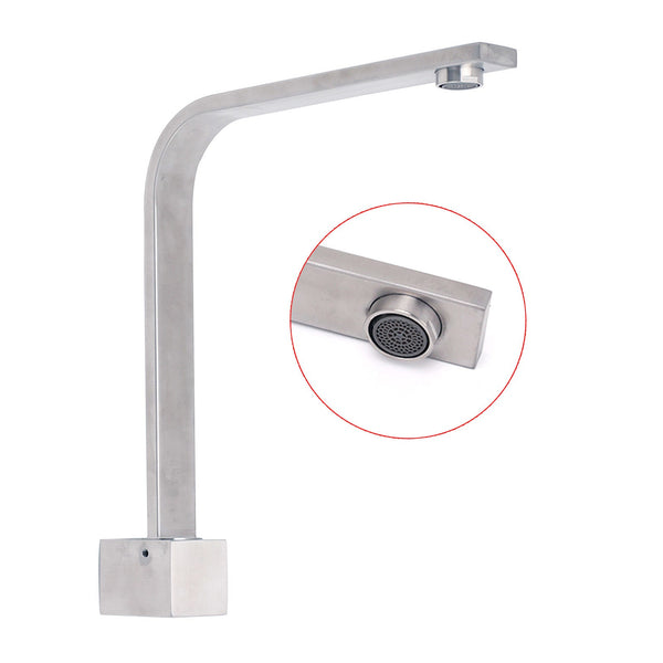 Brushed Nickel Square Spout Gooseneck Arm High Rise Bathtub Filler Water Outlet Bath Taps