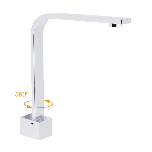 Square Chrome Gooseneck Arm Wall Mounted Swivel Bathtub Spout Faucet Outlet Set Bath Taps