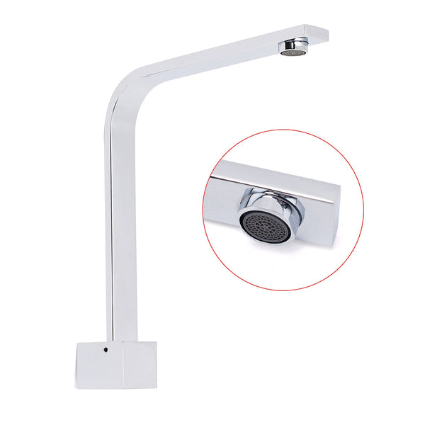Square Chrome Gooseneck Arm Wall Mounted Swivel Bathtub Spout Faucet Outlet Set Bath Taps