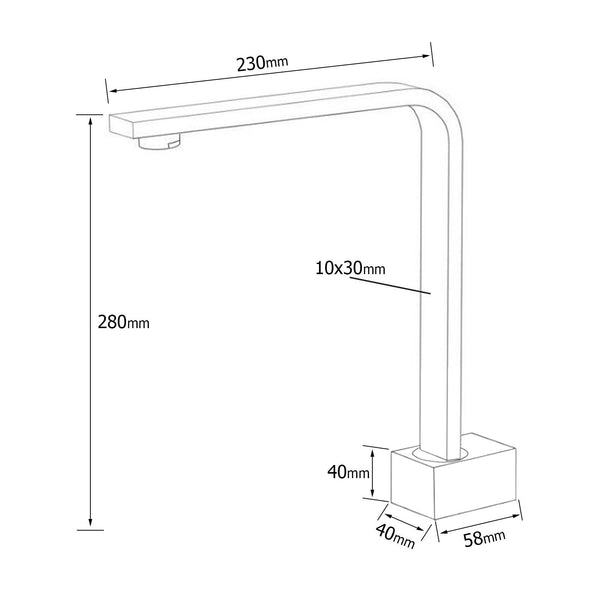 Square Chrome Gooseneck Arm Wall Mounted Swivel Bathtub Spout Faucet Outlet Set Bath Taps