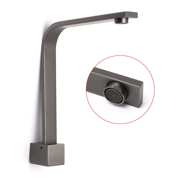 Gun Metal Square Bathroom Swivel Spout Gooseneck Arm Bathtub Filler Tap Outlet Bath Taps