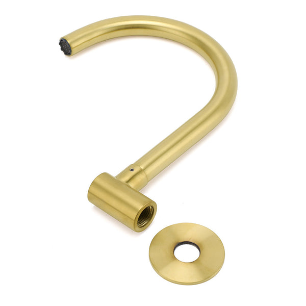 Brushed Gold Bath Tub Filler Round Gooseneck Arm Faucet Water Outlet Wall Spout Bath Taps