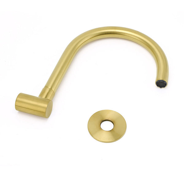 Brushed Gold Bath Tub Filler Round Gooseneck Arm Faucet Water Outlet Wall Spout Bath Taps