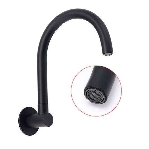 Matt Black Round Gooseneck Arm Faucet Outlet Wall Mounted Bath Tub Filler Spout Bath Taps