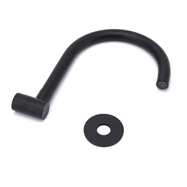 Matt Black Round Gooseneck Arm Faucet Outlet Wall Mounted Bath Tub Filler Spout Bath Taps