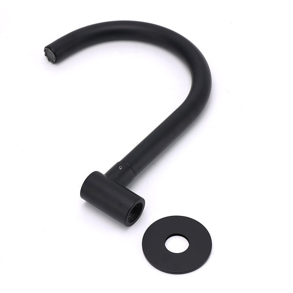 Matt Black Round Gooseneck Arm Faucet Outlet Wall Mounted Bath Tub Filler Spout Bath Taps