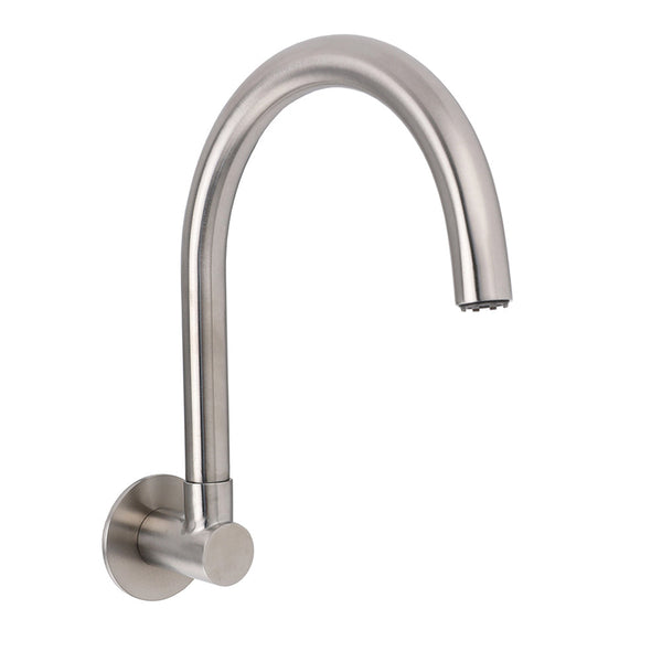 Brushed Nickel Round Gooseneck Arm Faucet Water Outlet Wall Mount Bathtub Spout Bath Taps