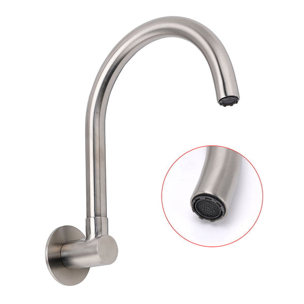 Brushed Nickel Round Gooseneck Arm Faucet Water Outlet Wall Mount Bathtub Spout Bath Taps
