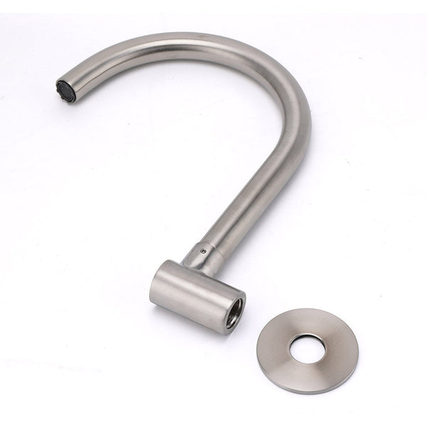 Brushed Nickel Round Gooseneck Arm Faucet Water Outlet Wall Mount Bathtub Spout Bath Taps