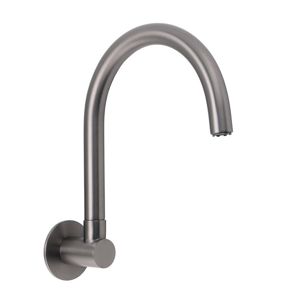 Gun Metal Bathroom Tub Filler Round Gooseneck Arm Faucet Water Outlet Wall Spout Bath Taps